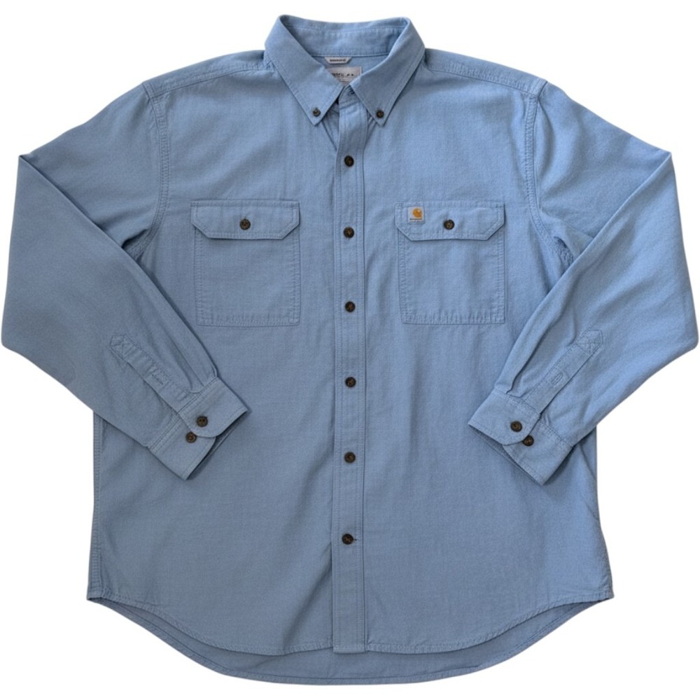 Carhartt Mens XL Original Fit Long Sleeve Chambray Button Down Shirt Blue